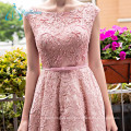 A Line Sweetheart Pearls Sashes Pink Lace Prom Dress Short